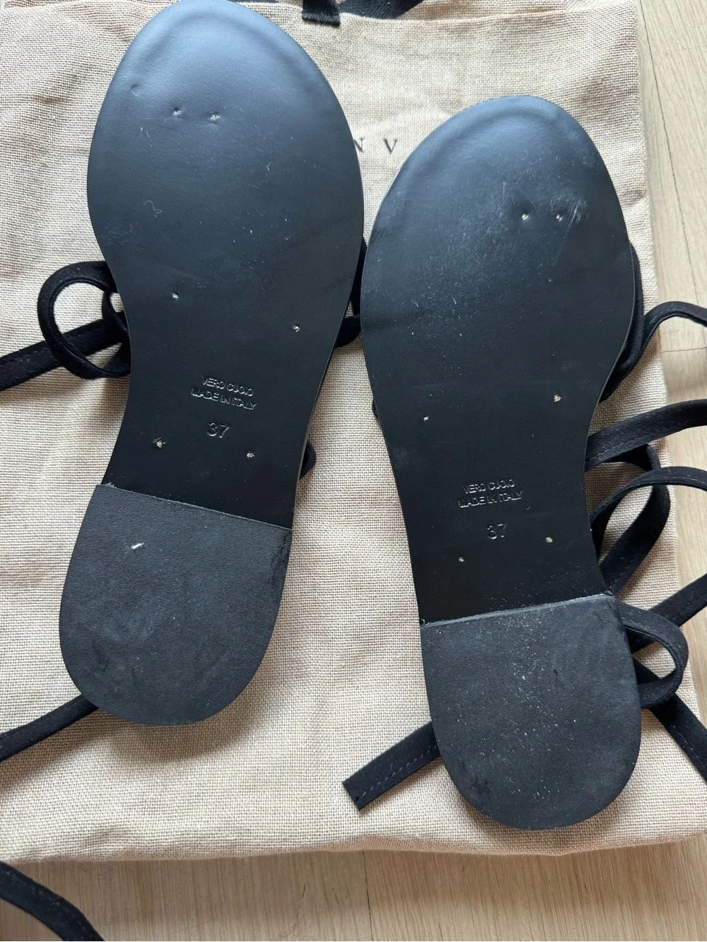 Women’s Black Lace-Up Flat Sandals with Wrap Straps